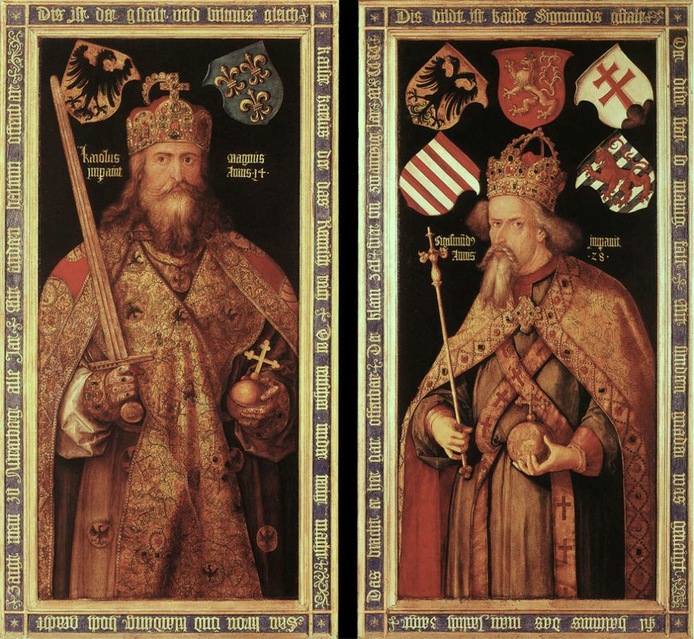 Charlemagne et l'empereur Sigismond de Luxembourg; Albrecht Dürer; 1513; Nuremberg; Germanisches Nationalmuseum