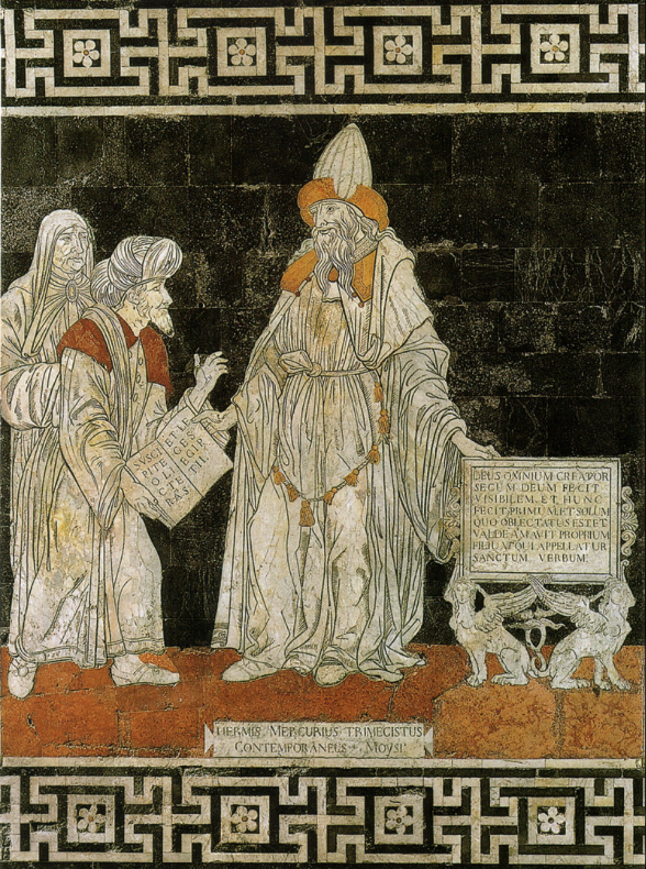 Hermès Trismégiste. Pierre gravée; sol de la cathédrale de Sienne; Italie. Vers 1480.
