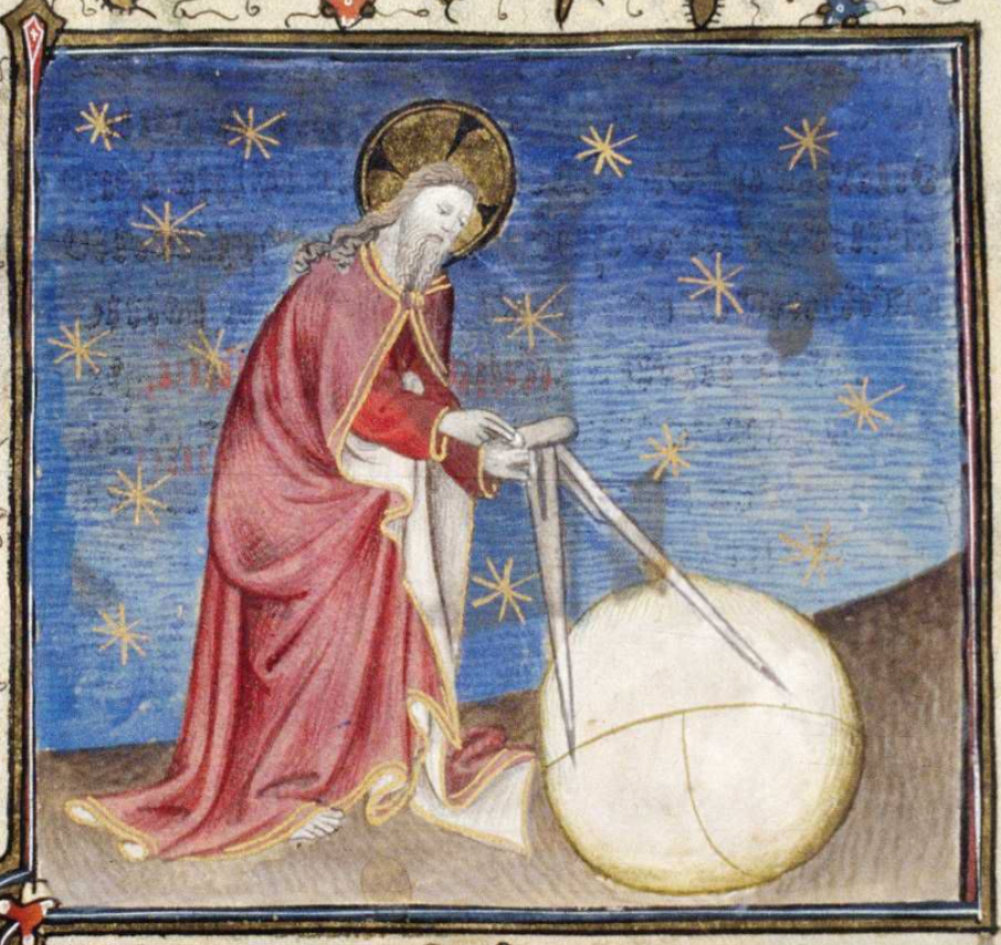 Dieu créateur; Bible historiale, Guiard des Moulins; Paris, début du XVe siècle; BNF, Manuscrit français 3F.3V