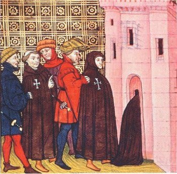 the arrest of the Templars, miniature in Chroniques de France; XIV th century; British Library; London