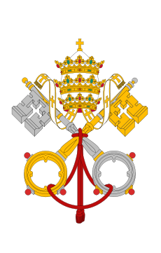 emblème du Vatican; source: http://upload.wikimedia.org/wikipedia/commons/thumb/0/00/Flag_of_the_Vatican_City.svg/600px-Flag_of_the_Vatican_City.svg.png