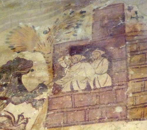 templiers en habit de moine; fresque église San Bavignate; photo JP SCHMIT