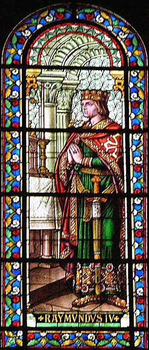 Raymond IV de St Gilles; vitrail de la cathédrale de Nîmes; source: nimausensis.com