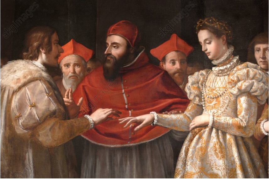 Mariage de Catherine de Médicis à Marseille en présence du pape Clément VII. Peintre: Jacopo Chimenti; 1600. Galerie des Offices, Florence