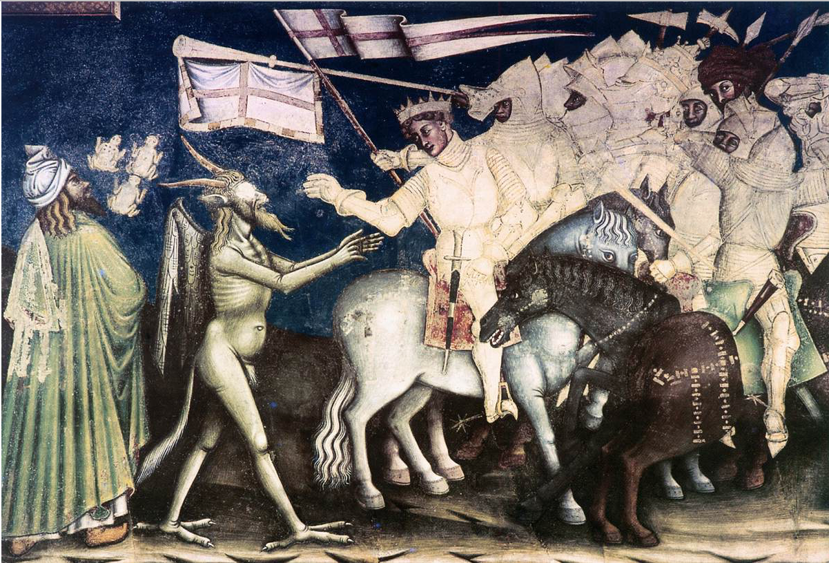 Les faux prophètes. Fresques de la basilique Sainte-Catherine d'Alexandrie à Galitana, Italie; début du XVe siècle