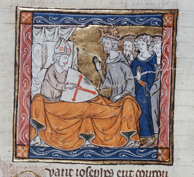 F85v; l’Estoire del Saint Graal, la queste del Saint Graal, Morte Artu (British Library, Royal 14E III)