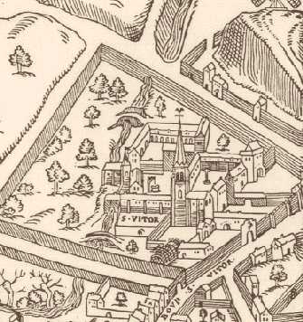Abbaye de St-Victor-de-Paris; Plan de Paris par Turschet and Hoyau, circa 1552, copyright Paris Pages; source:http://historic-cities.huji.ac.il/